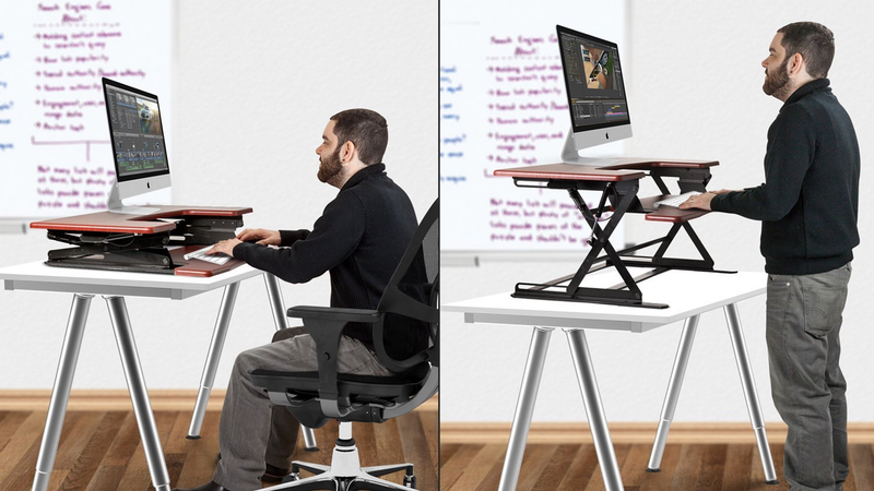 Halter Preassembled Sit-Stand Desk Riser, $150 with code 9L7RF86R